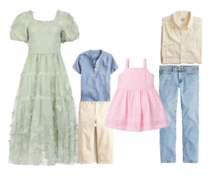 photo of pastel themed family attire