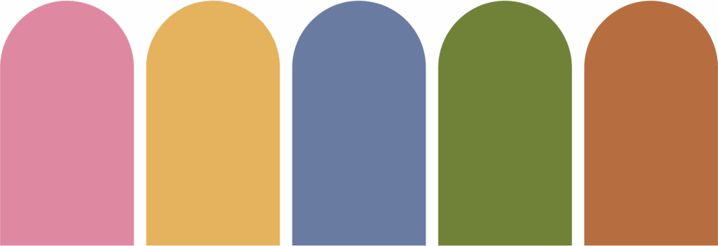Five swatches of earth tones