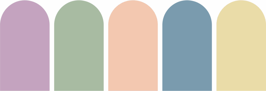 Five swatches of muted tones